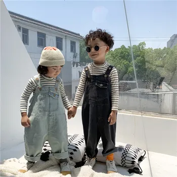 

Denim Overalls for Boys Children's Clothing Fashion New Boys and Girls Casual Suspender Trousers Toddler Jeans Black/blue Jeans