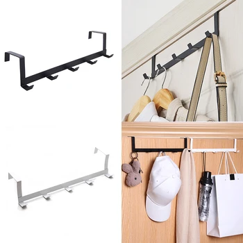 

High Quality Over-The-Door Hook Rack Metal Hanger Storage Holder Hanging Coat Hat Towel Bag Punch Free Kitchen Bathroom Holder