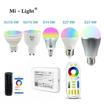 

Mi Light AC85-265V E27 E14 GU10 Dimmable LED Bulb Lights RGB+CCT(2700-6500K) RGB Alexa Smart LED Spotlight Indoor Decoration
