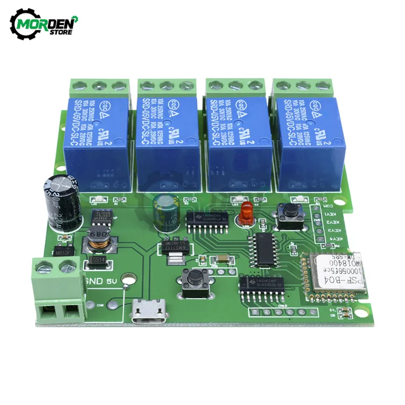

DC 5V-32V DC 12V 24V AC 220V DC 12V 24VWifi Relay Remote Control Switch 4 Channel Wireless Wifi Relay App Control For Smart Home