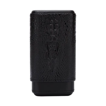 

LUBINSKI Black Crocodile Leather Cedar Wood Cigar Cigarette Tobacco Case Travel Case Humidor Holder 3 Tube Gift Box Embossment