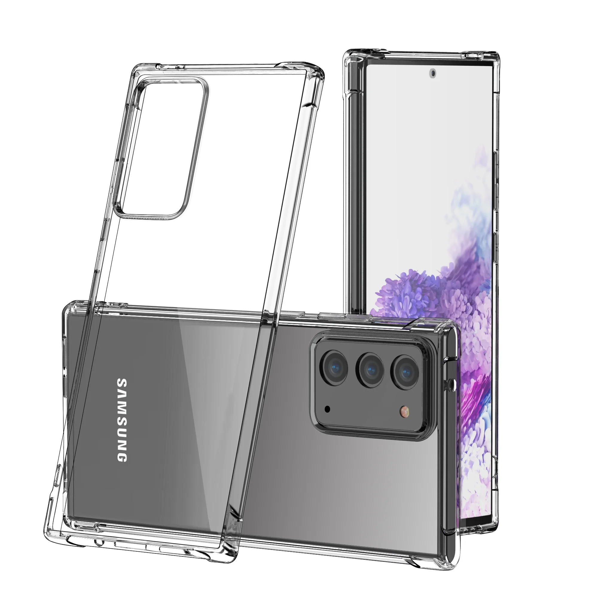 Гибридный чехол бампер для Samsung Galaxy Note 20/20 ультратонкий противоударный с подушкой