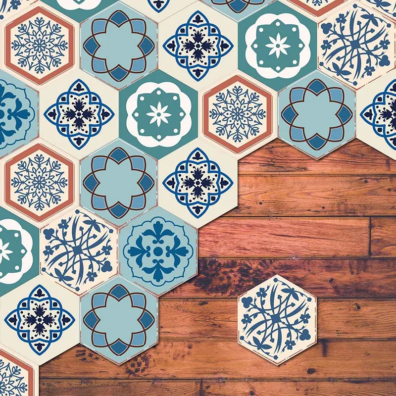 6pcs Tile Sticker PVC Ceramic Stickers for bathroom Waterproof WallSticker Art Diagonal Floor Kitchen Decor | Дом и сад