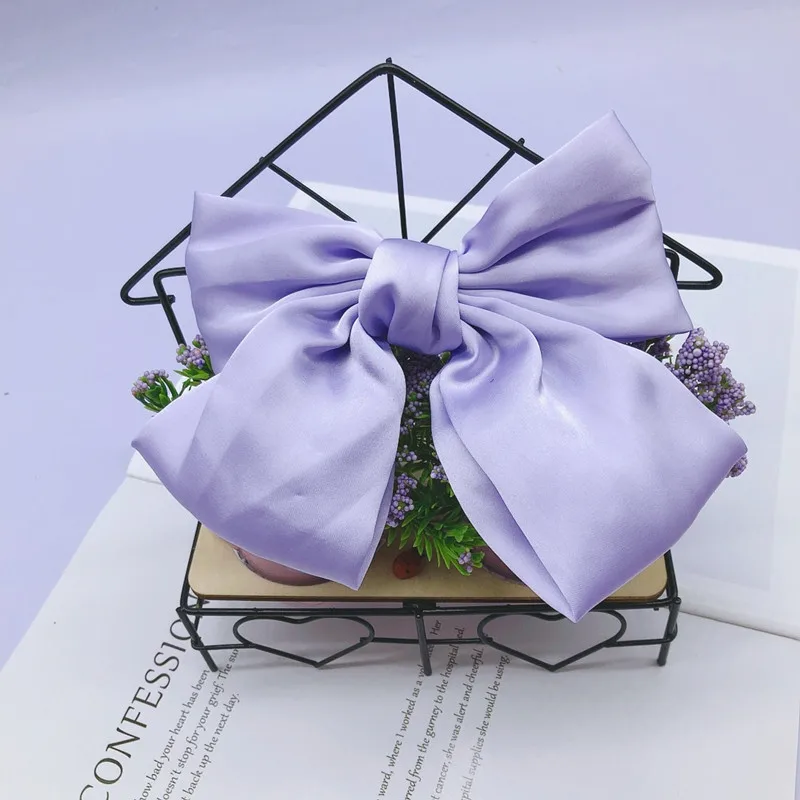 purple Мягкие шифоновые заколки для волос, модные заколки для волос, заколка с большим бантом для женщин и девушек, атласные трендовые женские шпильки, аксессуары для волос - Цвет: purple