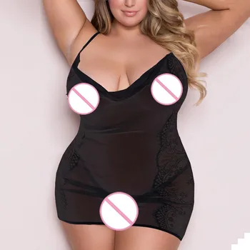 

Women Plus Size Bandage Babydoll Set Lace Muslin Sexy Lingerie With G-String