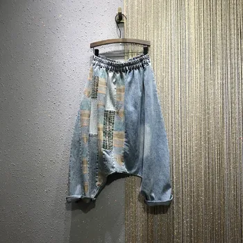 

New Style Printed Denim Baggy Pants Women's 2020 Spring Autumn New Large Size Loose-Fit Patchwork Jean Pants Jeans Hip Hop Jeans