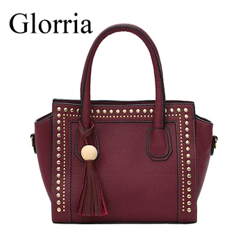 

Rivet Tassel Female Small Trapeze Bag Famous Brand Designer Handbags High Quality Tote Bag Pu Leather Women Crossbody Bags Bolsa