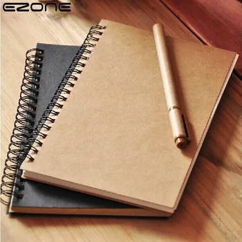 

EZONE 3 Packed A5 32K Soft Cover Spiral Notebook Kraft Cover Blank Sketch Pad Notebook Memo Pad School Office Pads Stationery