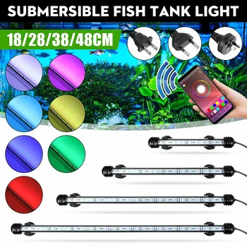 

18cm 28cm 38cm 48cm Aquarium Fish Tank RGB LED Light LampBar Waterproof Light Lamp bluetooth APP Control Submersible Decor Lamp