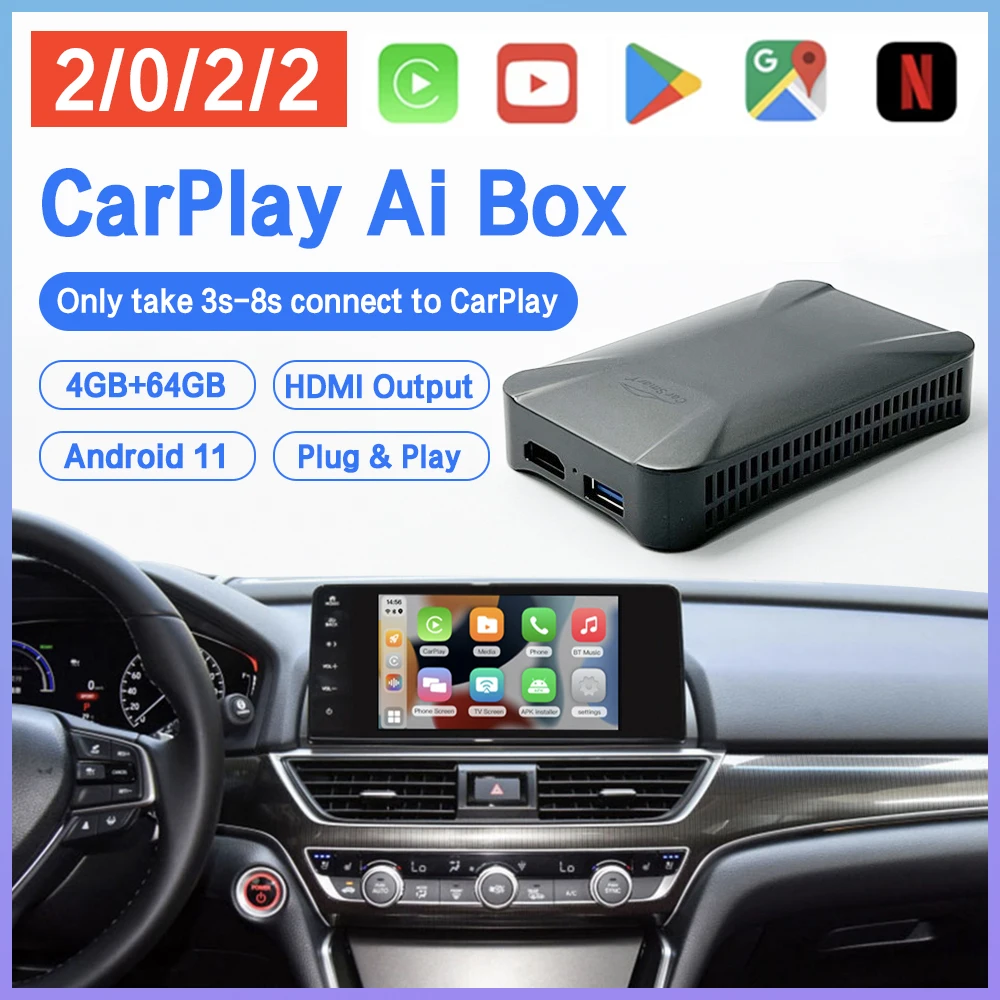 Android Беспроводной Carplay HDMI выход для подушки экран 4 + 64G Автомобильный