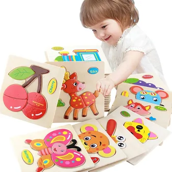 

Baby Toys Wooden 3d Puzzle Cartoon Animal Intelligence Kids Educational Brain Teaser Children Tangram Shapes Learning Jigsaw