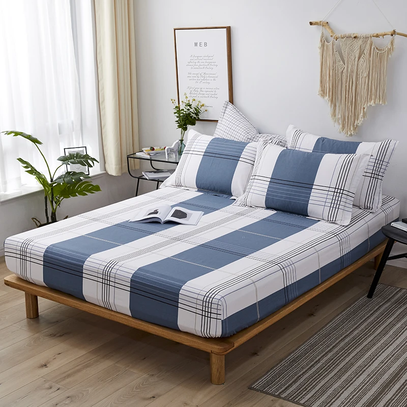 100%Cotton fitted sheet twin full queen size Bedding Set child/kids Stripe printing elastic band bed set multiple colo | Дом и сад