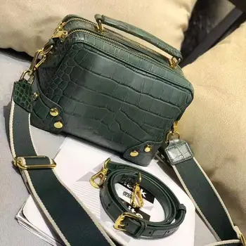 

alligator genuine leather totes bag double zippers cow leather shoulder bags crocodile leather crossbody bags