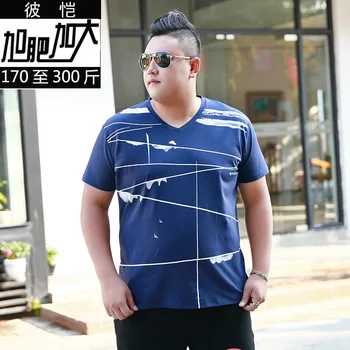 

Big Size Tide Men's Wear Plus Fat Plus Loose Fat Man Printing Short Sleeve Fat Fat Male T Shirt Summer Youth Large