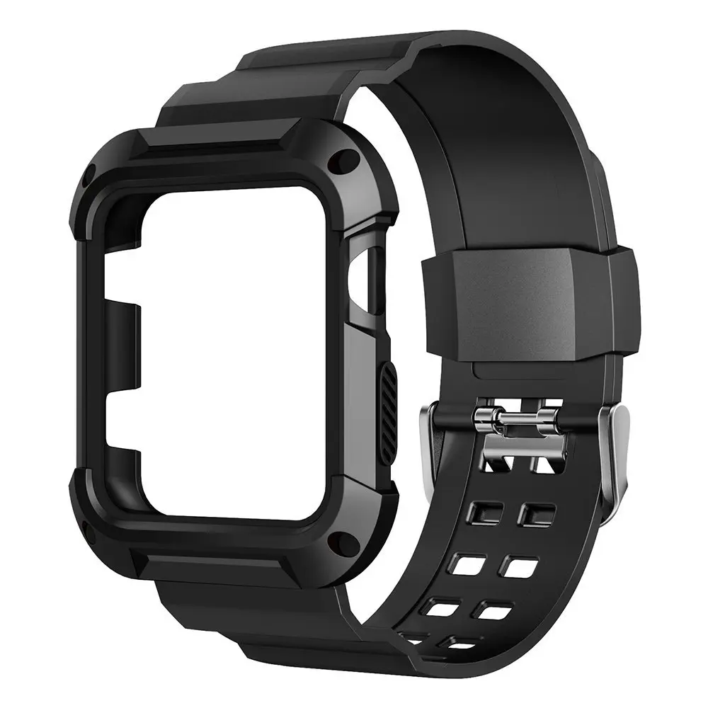 Прочный Защитный чехол для наручных часов Apple Watch 38 мм, 42 мм, мягкий ремешок для TPU с крышкой чехол для наручных часов iWatch серии 3/2/1 - Цвет ремешка: black black