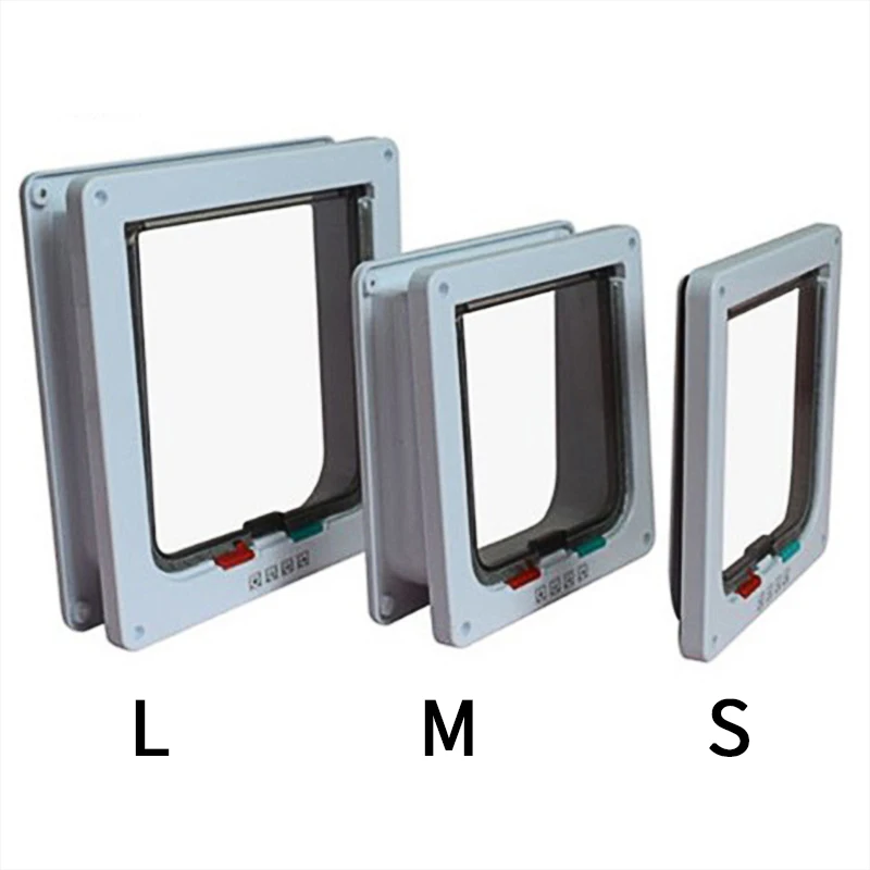 Puerta de 4 con cerradura perro gato gatito seguridad de puertas solapa Puerta de plástico ABS S/M/L animales Gato perro puerta para mascotas