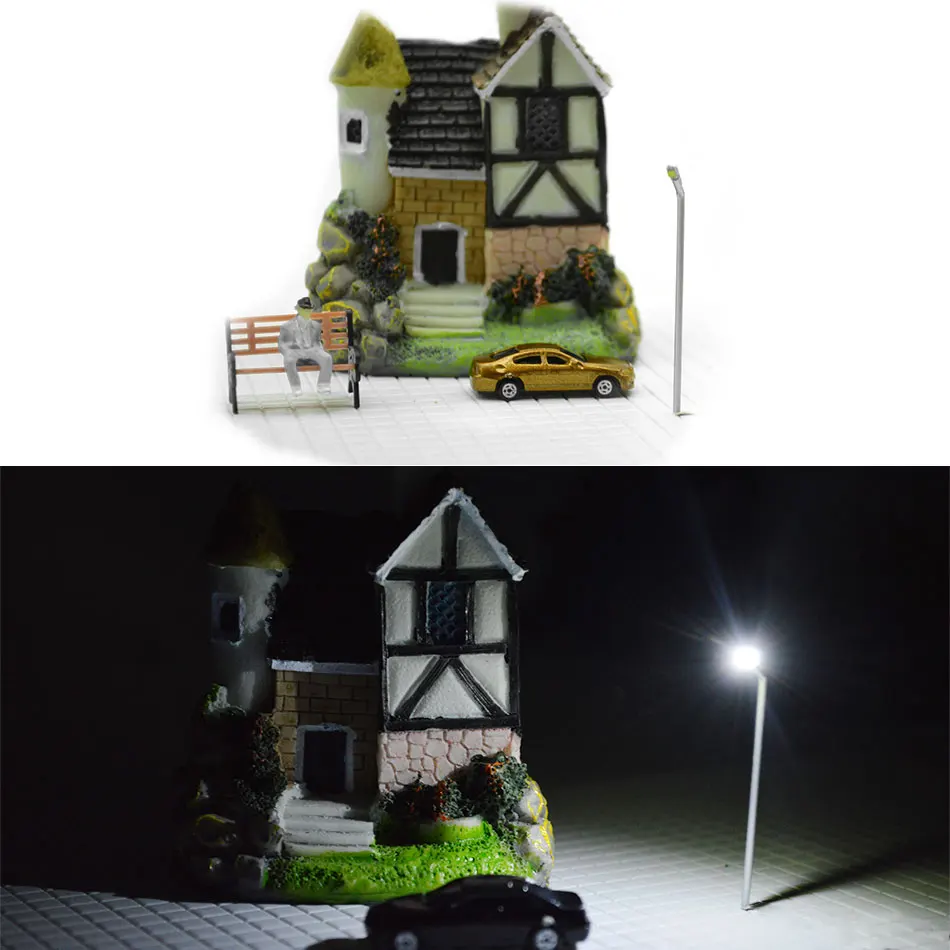 Игрушка 3V 1/500 металлической меди улицы лампы конструкторских светодиодный свет фонарный столб модели железнодорожного Досуг уличного освещения модели игрушки для детей