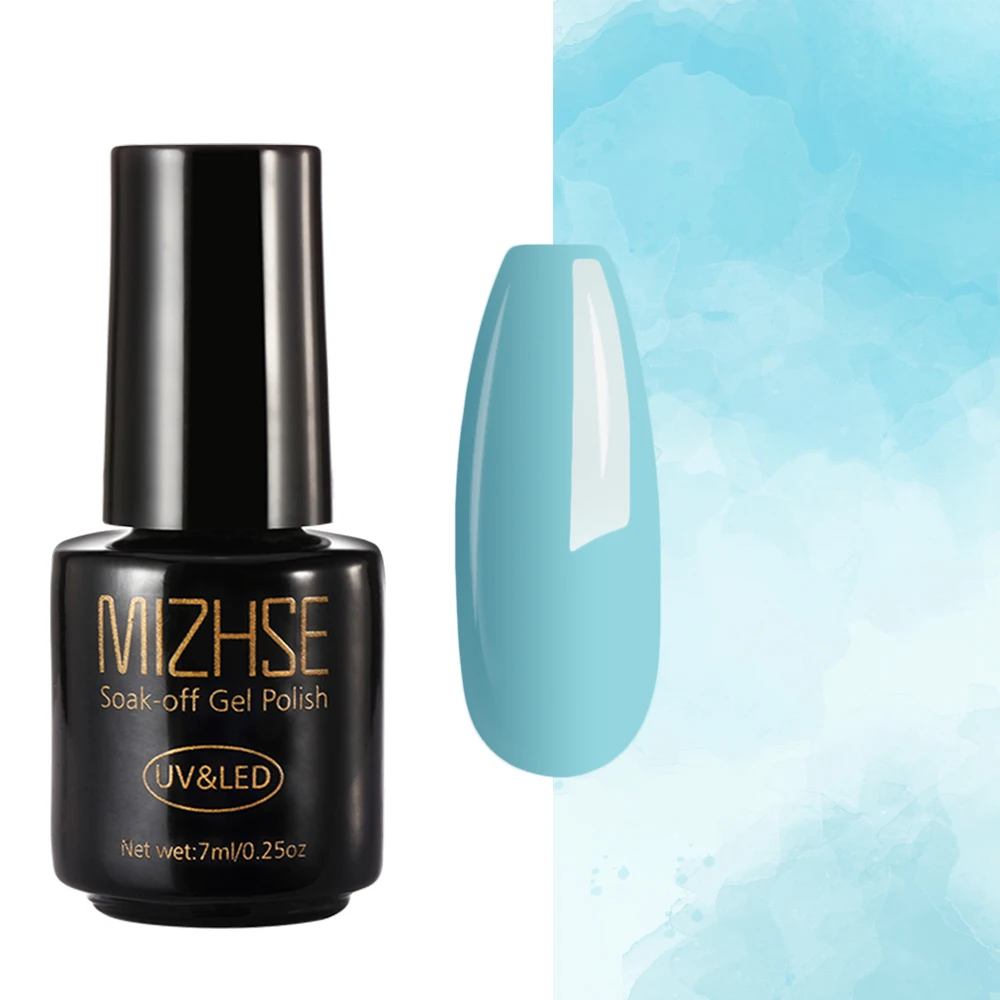 LAKEBLUE006 MIZHSE Гель-лак для ногтей набор розовый зеленый желтый красные блестки цвет лак для ногтей основа и верх для ногтей Esmalte Para Unha Гель-лак - Цвет: LAKEBLUE006