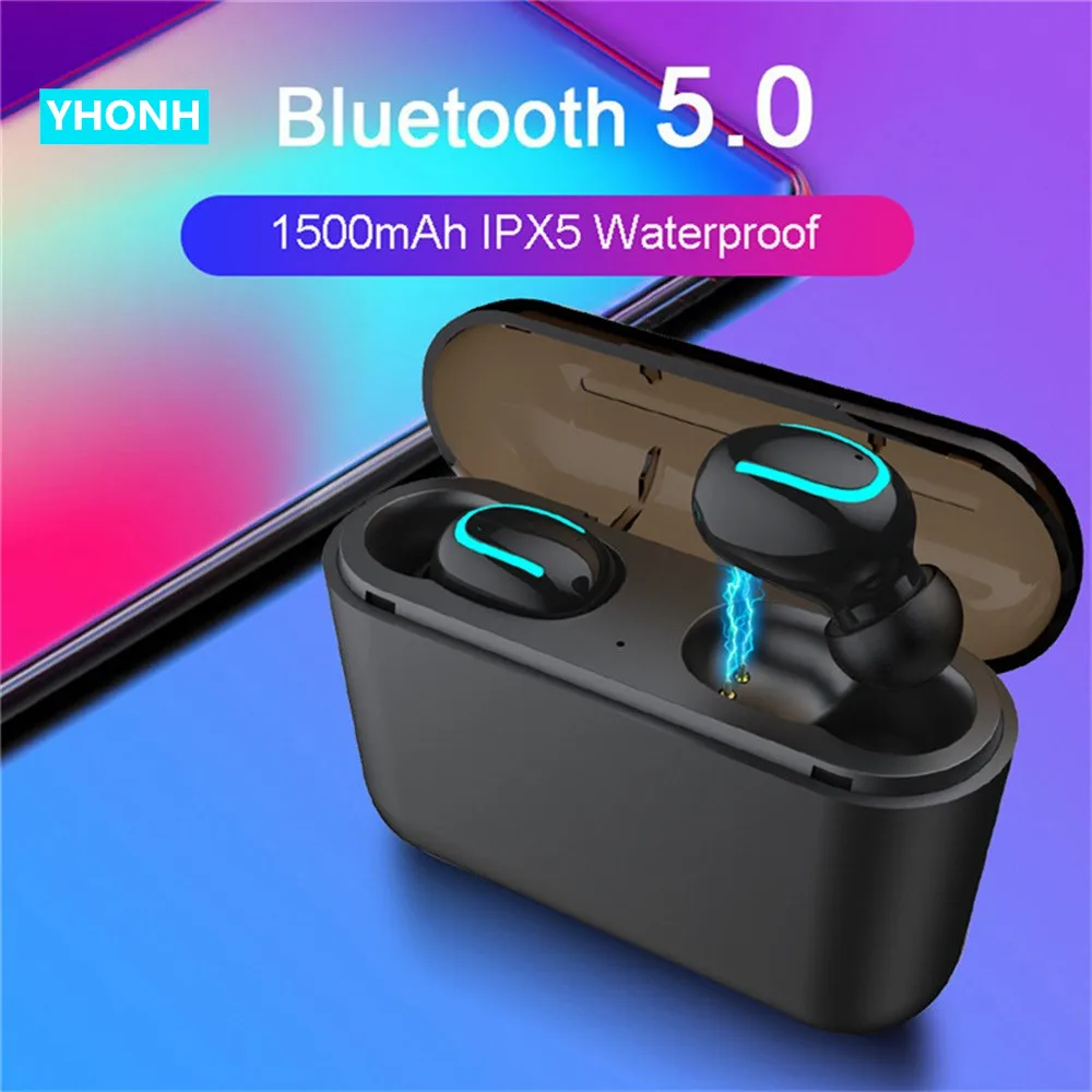 

YHONH Bluetooth Earphones TWS Wireless Blutooth 5.0 Earphone Handsfree Headphone Sports Earbuds Gaming Headset Phone PK HBQ