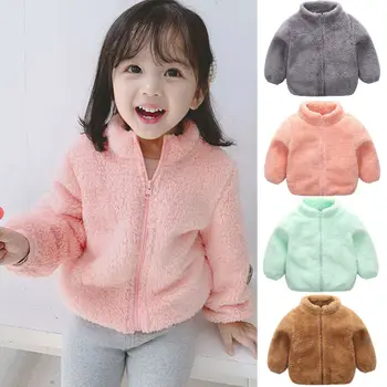

Winter New Baby Girls Plush Warm Coat Fleece Warm Autumn Winter Jacket Snowsuit 1-5Y Baby Zipper Up Coat Outerwear Kids Clothes