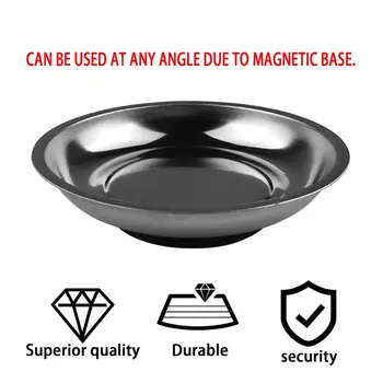 

3" Circle Stainless Steel Magnetic Parts Bowl Tool Tray Nuts Bolts Screws Part Tray Magnetic Parts Plate Silver
