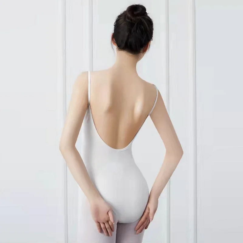 

Adult White Black Ballet Dance Leotards Gymnastics Dancing Spaghetti Strap Backless Coverall Swan Lake Leotard With Breast Pad