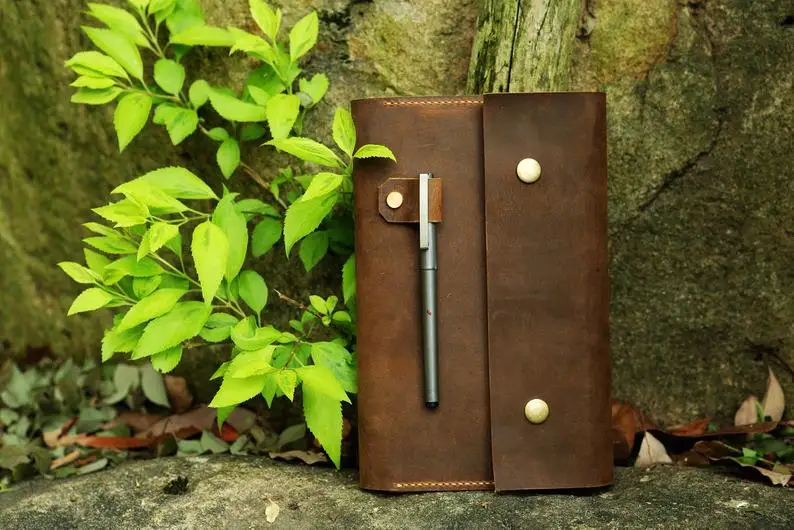 

Retro Leather Cover Portfolio for Moleskine Classic Notebook Large Size / Leather Moleskine Cahier Volant Journal Cover ML05SFP