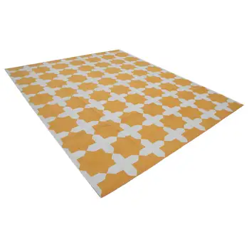 

252x300 Cm Yellow Handmade Dhurrie Rug-8x10 Ft