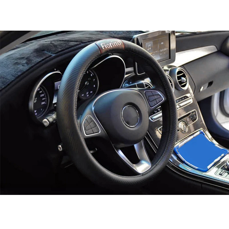 38 см автомобильный карбоновый кожаный чехол на руль для Fiat Fiorino, чехол на руль, автомобильные аксессуары для интерьера