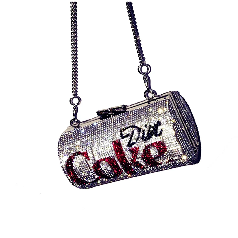 

Women Creative Cans Diamonds Women Shoulder Bags Designer Cola Shape Chains Female Crossbody Bags Ladies Evening Clutch Purse