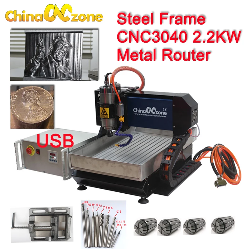 

CNC 3040 Steel Metal Machine 4 axis cnc milling machine water cooler Engraver Router For Metal Copper Ball Screw cutter