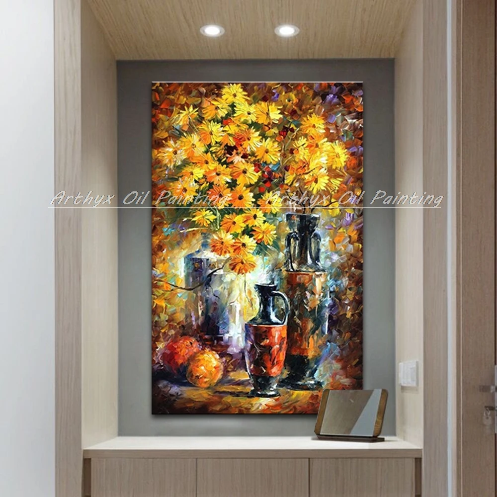 3D Knife Flower Paintings Abstract Oil Painting Wall Art Home Decor Picture  Modern Hand Painted Oil Painting On Canvas Unframe - AliExpress