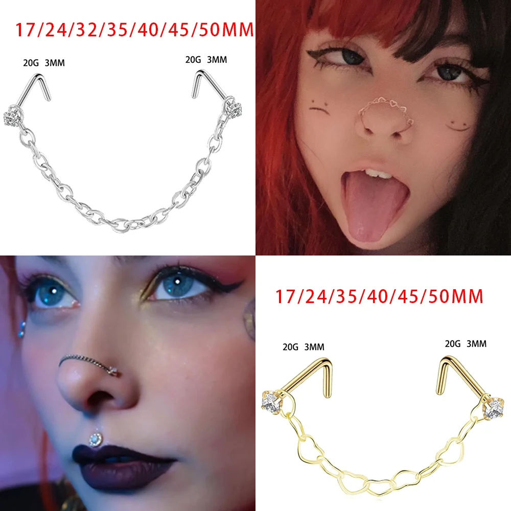 1 Pc Jóias De Perfuração Do Nariz De Aço Inoxidável Estrela Coração  Piercings Cross Nose Ring L Shape Nostril Piercing Jewelry 20G