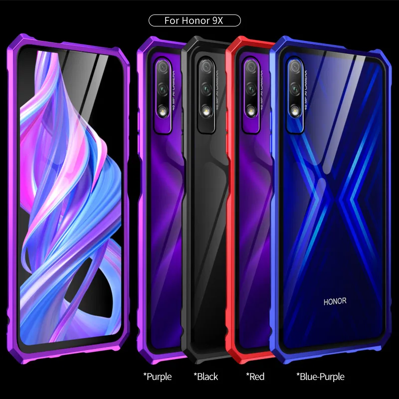 Для huawei Honor 9X Pro Чехол металлический бампер алюминиевая рамка с закаленным стеклом задняя крышка чехол для huawei Honor 9X Pro Чехол