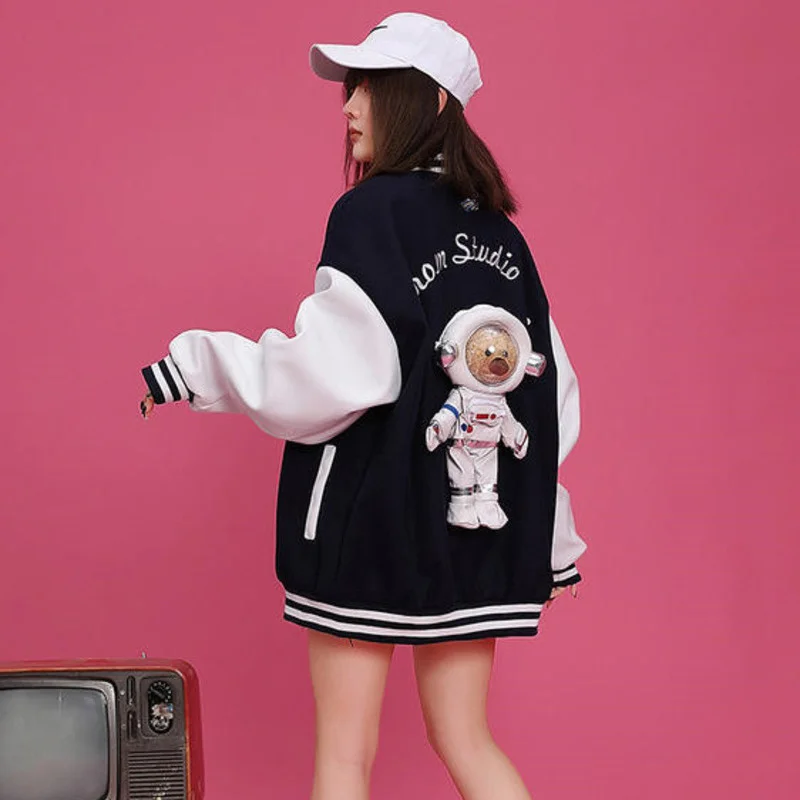 

Bomber Women's Jacket Fashionable Baseball Released University-style Astronaut Toys Dripping Autumn Jacket Streetwear Vintage