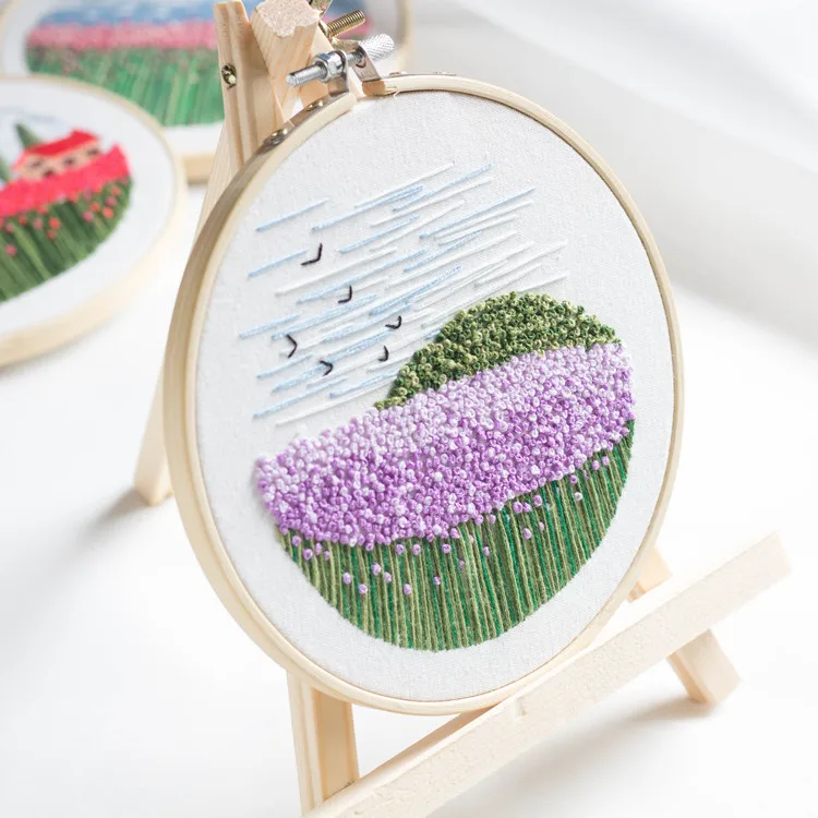 Hand-embroidered Weaving Arts Display Bracket Wooden Tripod Slot Double Bracket Decorative Picture Frame Mobile Phone Holder