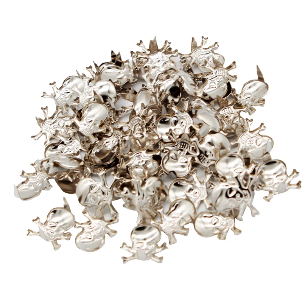50Pcs Skull Stylish Studs Rock Rivet  For Clothing Shoes Leather Craft