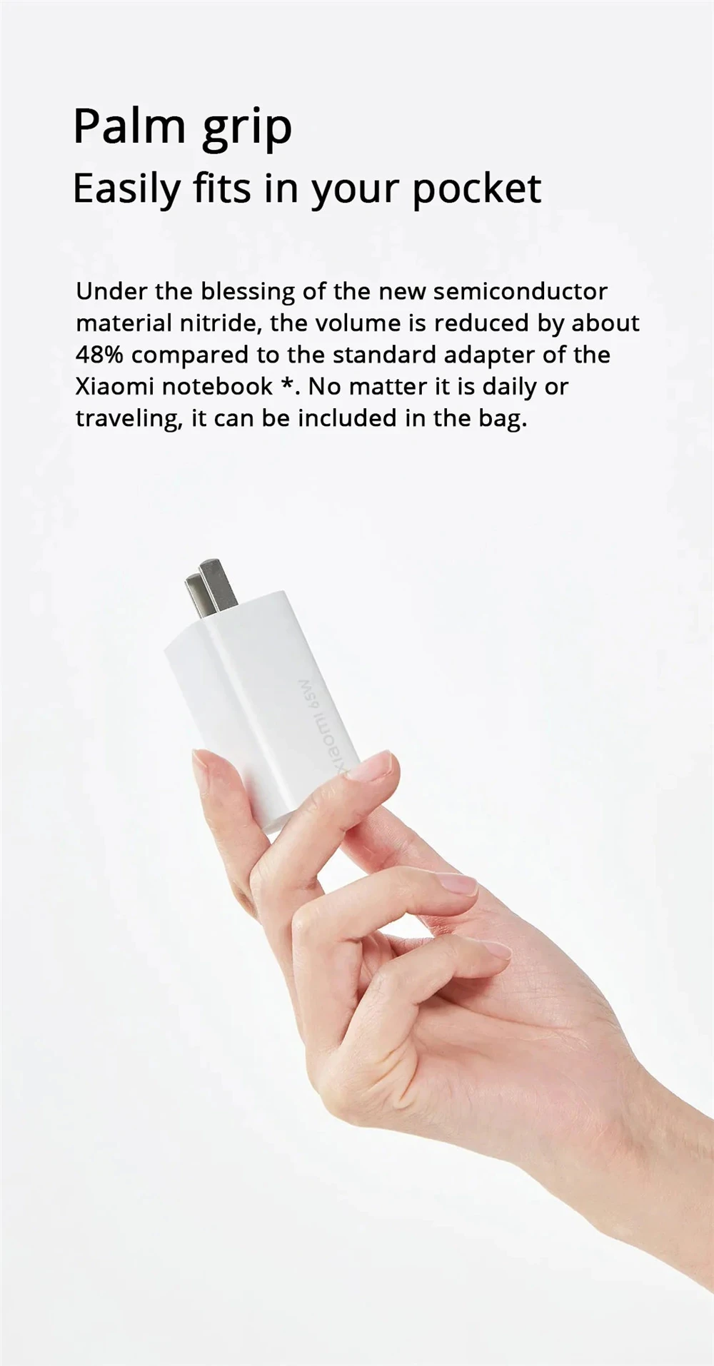 Original Xiaomi Mi GaN 65W Travel Charger Type-C Smart Output PD Quick Charge 5V9V12V15V=3A 10V=5A 20V=3.25A For Smart Phone (3)