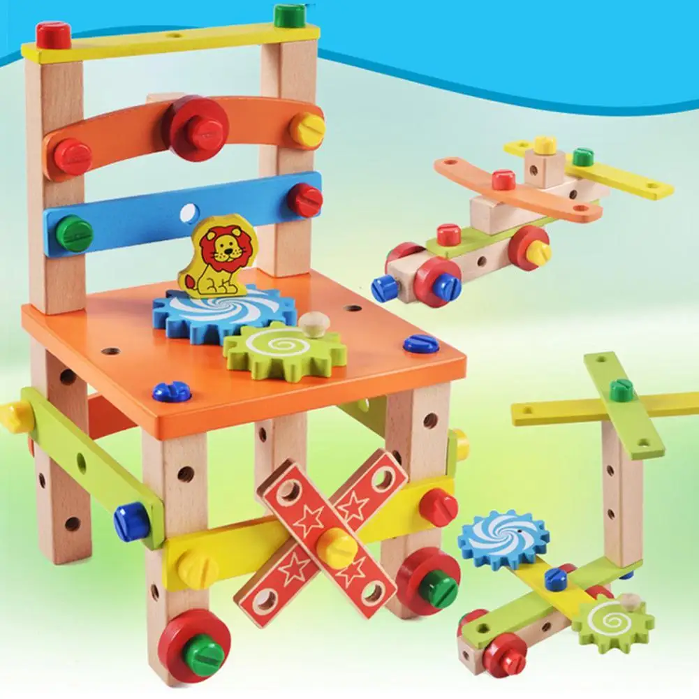 Children Wooden Assembled Chair Montessori Nut Set Combination Educational Toy | Игрушки и хобби