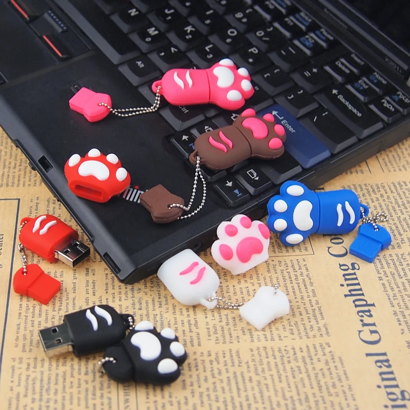 100% реальный объем Usb 2 0 Милая кошка на лодыжке USB флэш накопитель 64 ГБ 6 стилей
