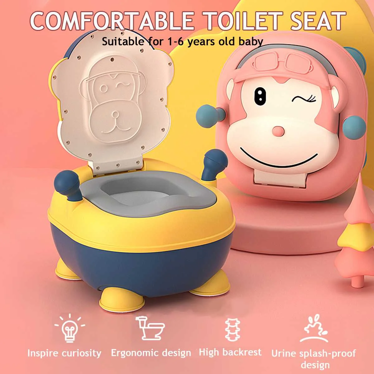 Orinal de plástico suave para bebés, asiento de inodoro portátil para niños y niñas