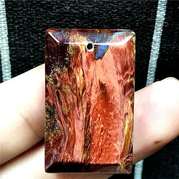 

Natural Red Pietersite Pendant Jewelry For Woman Man Crystal 30x19x8mm Rectangle Beads Silver Namibia Fire Energy Stone AAAAA