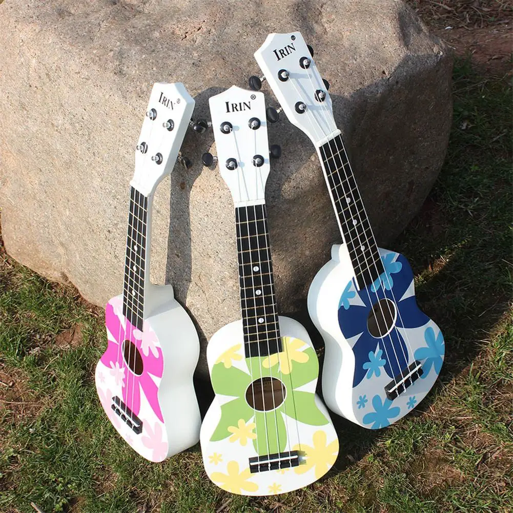 21 дюймов Гавайские гитары укулеле красивый цветочный узор липа Ukelele 4 струны