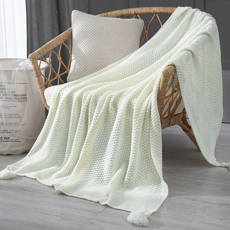 Простое воздухопроницаемое дорожное одеяло, вязаное одеяло для кровати, чехлы для дивана, домашний текстиль, одеяло, не скатывается, портативное - Цвет: white