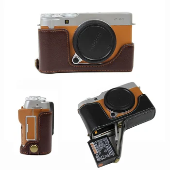 

Real Genuine Leather Camera bag Case Cover half Body For Fujifilm X-A7 XA7 XA-7 SLR With Battery Opening
