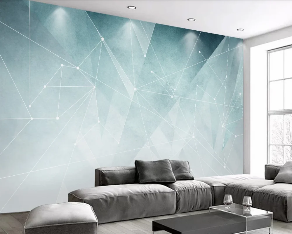 Custom wallpaper modern minimalist abstract geometric lines sofa background wall painting-waterproof material
