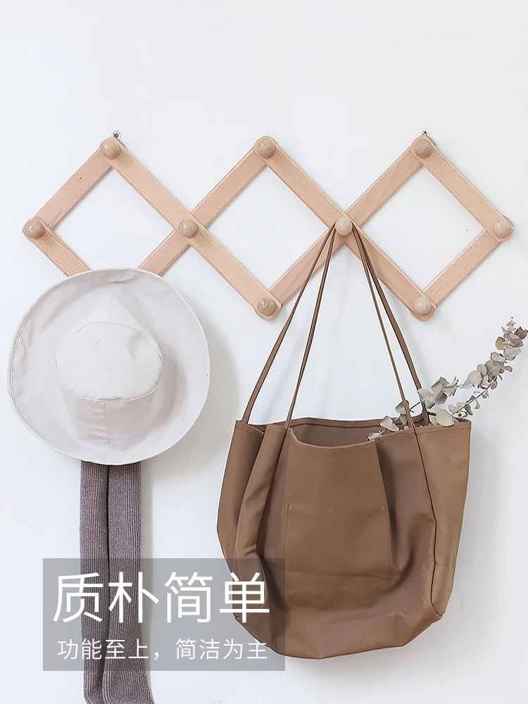 

Настенная вешалка для пальто GY Nordic из массива дерева, растягивающаяся вешалка, крючок для одежды для прихожей и прихожей, настенный крючок для одежды