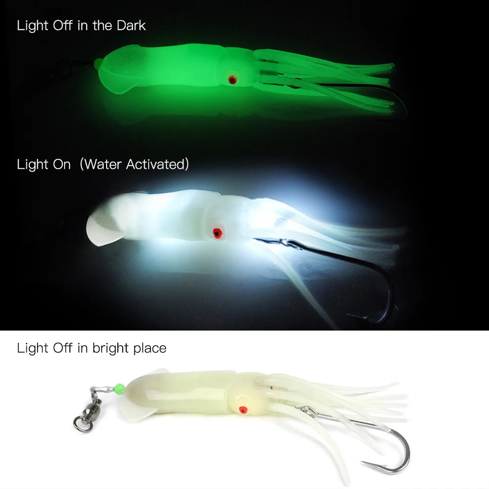 35g Fishing Squid Lure Sinking Soft Lure 15cm Luminous Octopus