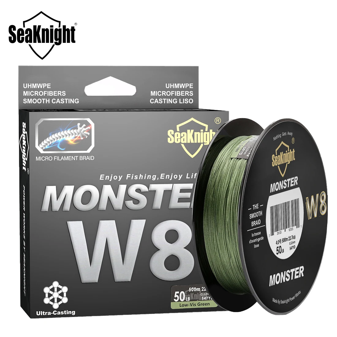 Weaves-Wire Multifilament-Line Braided Fishing-20-100lb W8 300M PE Seaknight 500m/546yds