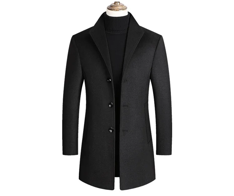 Мужские шерстяные пальто, Тренч, бушлат, весна-зима, однотонный цвет, высокое качество, Мужская шерстяная куртка, роскошная брендовая одежда